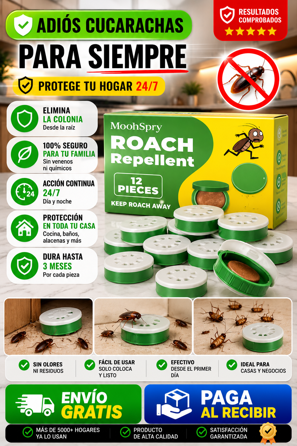 REPELENTE TRAMPA MATA CUCARACHAS EXTERMINALAS DE UNA VEZ!! FORMULA ESPECIAL NO VENENOSA PARA TU FAMILIA NI TUS MASCOTAS