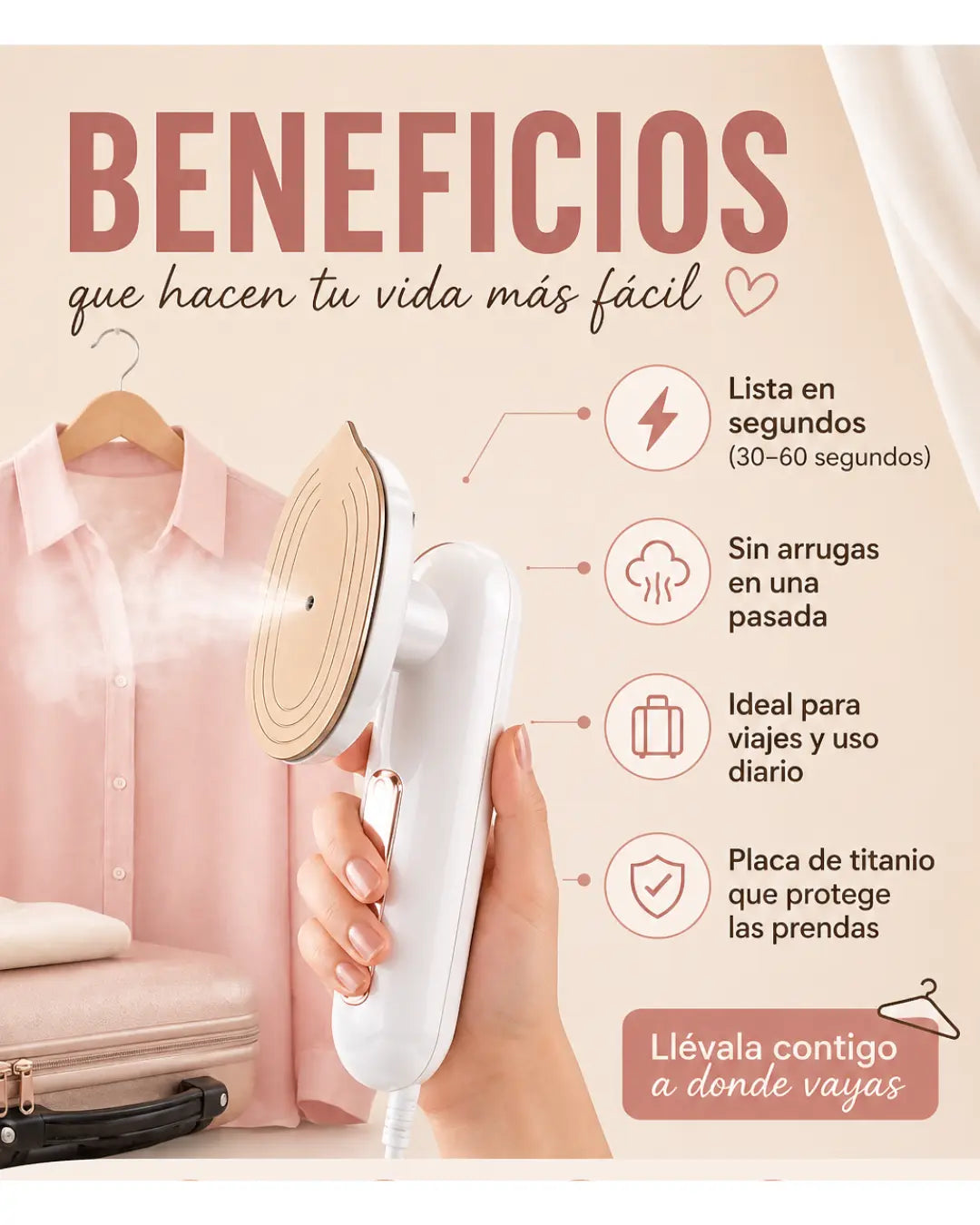 VAPOGO PLANCHA COMPACTA VAPOR PORTATIL TECNOLOGIA IMPORTADA