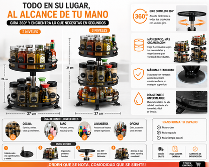 ORGANIX- ORGANIZADOR GIRATORIO DE 360 GRADOS FABBRICADO CON MATERIALES REFORZADOS