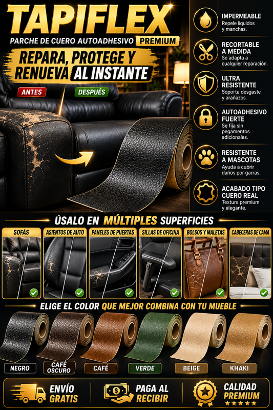 TAPIFLEX-PARCHE DE CUERO AUTOADHESIVO IMPERMEABLE TECNOLOGIA PROFESIONAL