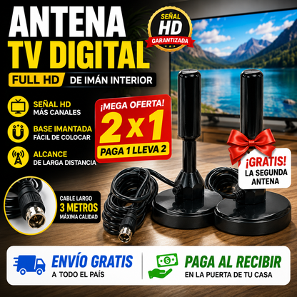 ANTENA TV DIGITAL 2X1 FULL HD DE IMÁN INTERIOR