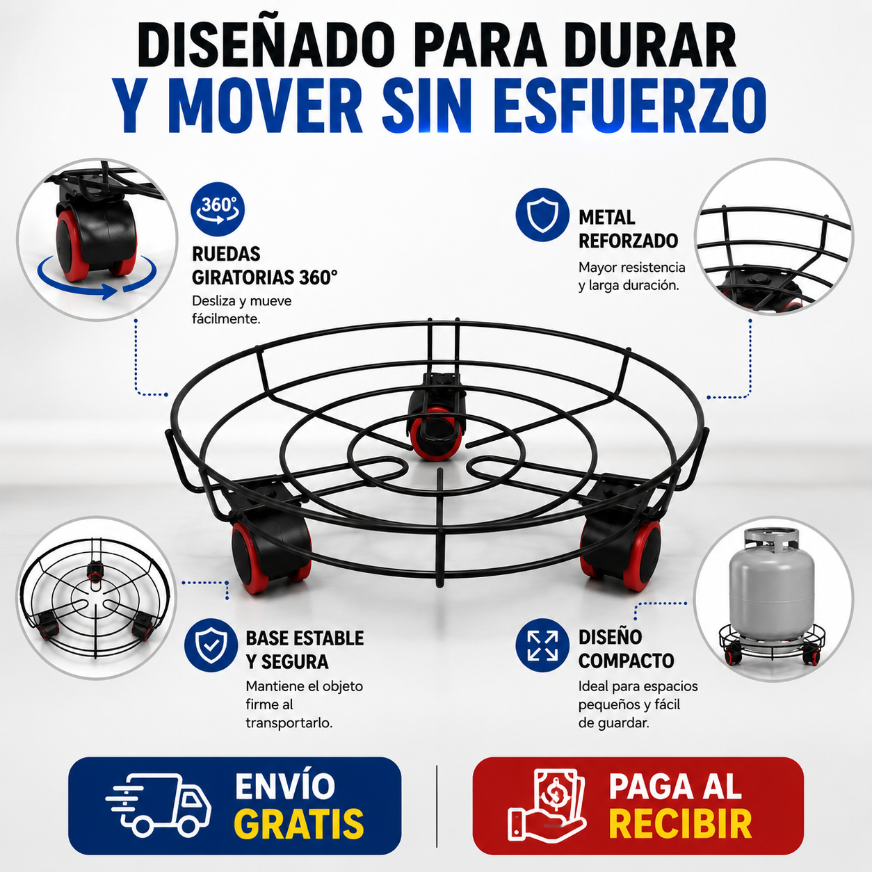 RODAMAX360-SOPORTE METÁLICO ORGANIZADOR CON RUEDAS PARA COCINA-PATIO-OFICINA-HOGAR-BAÑO (MATERIAL REFORZADO)