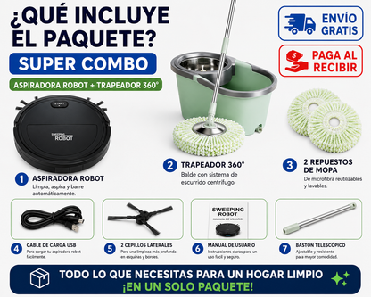 DUOCLEAN - EL COMBO PERFECTO TRAPEADOR 360 + ROBOT ASPIRADORA CON TECNOLOGIA ALEMANA QUE ESTA CAMBIANDO LOS HOGARES