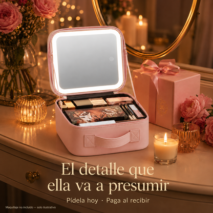 ORGANIZADOR DE MAQUILLAJE CON ESPEJO Y LUCES LED EL REGALO QUE LA VA A DEJAR SIN PALABRAS