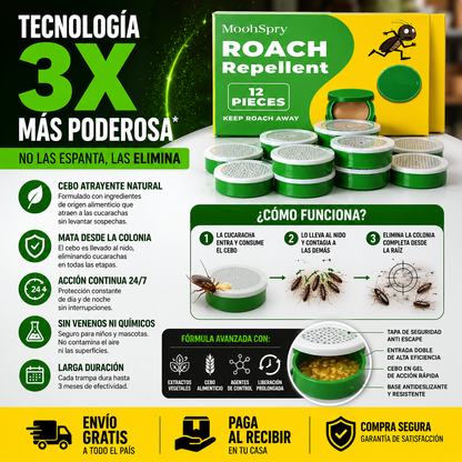 REPELENTE TRAMPA MATA CUCARACHAS EXTERMINALAS DE UNA VEZ!! FORMULA ESPECIAL NO VENENOSA PARA TU FAMILIA NI TUS MASCOTAS