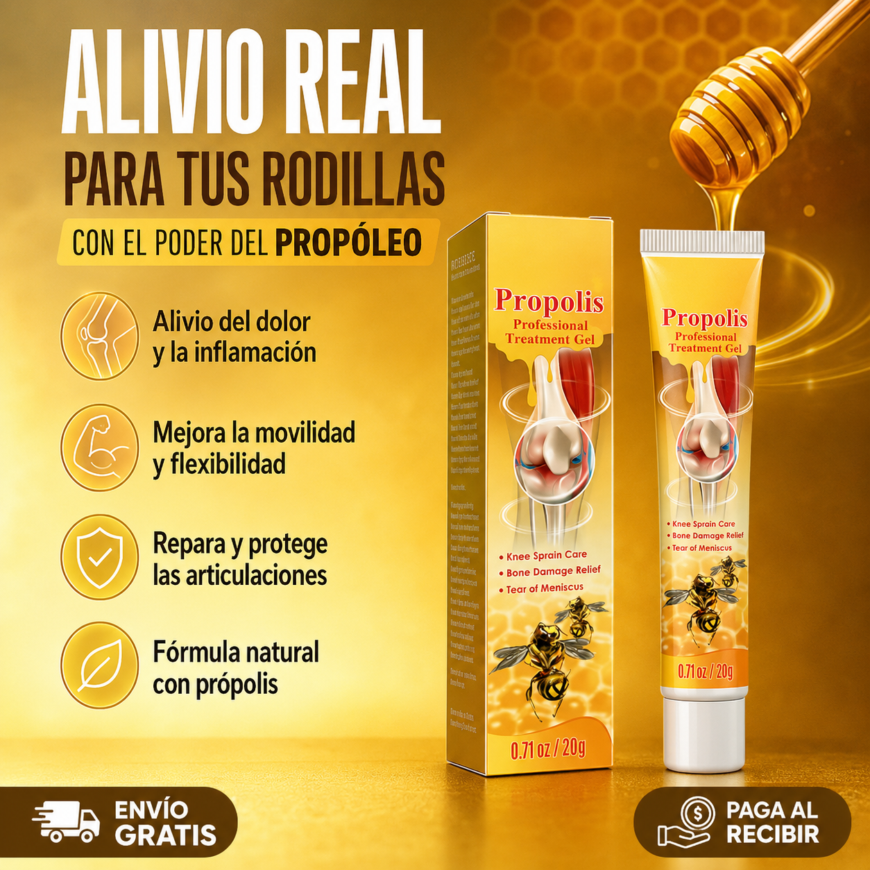 ALIVIA TUS DOLORES CON NUESTRA CREMA DE PROPOLIS AHORA CON UNA FORMULA AVANZADA PAARA TU ALIVIO Y DESCANSO