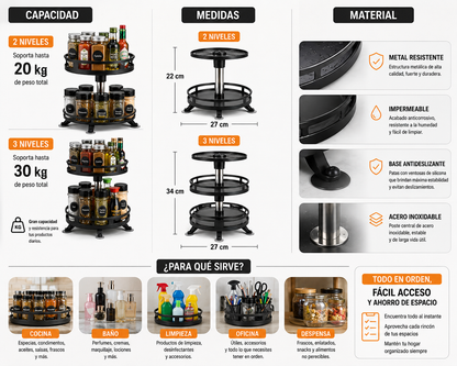 ORGANIX- ORGANIZADOR GIRATORIO DE 360 GRADOS FABBRICADO CON MATERIALES REFORZADOS
