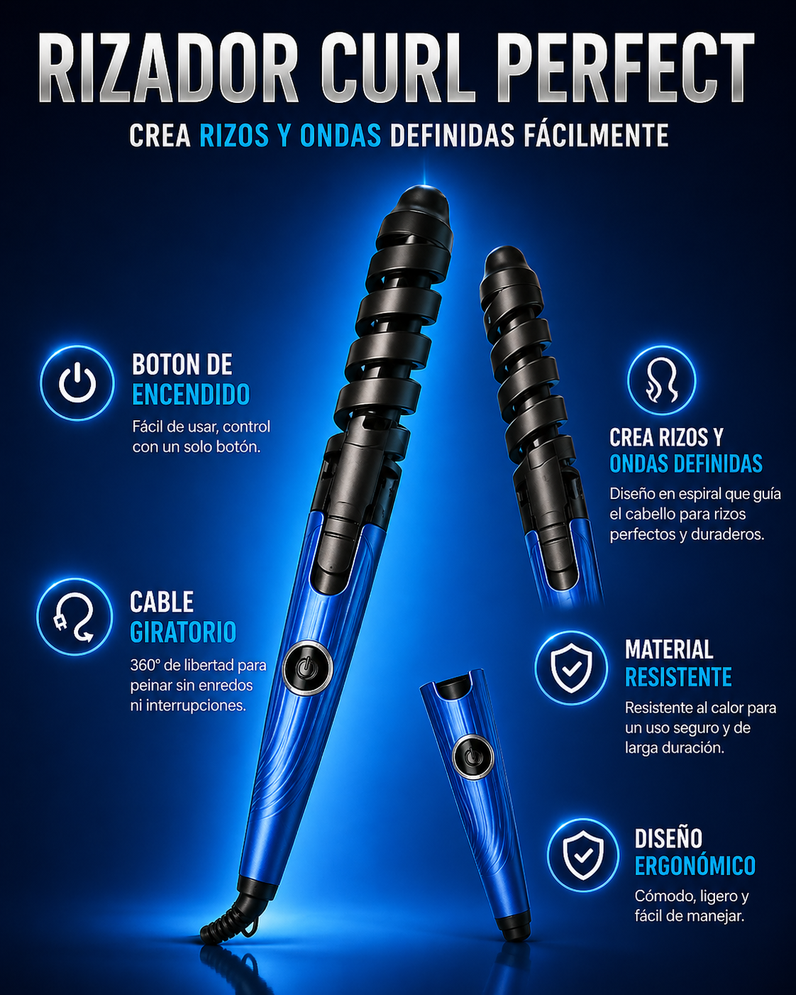 COMBO TITANIUM 4 EN 1 PLANCHA+RISADOR+CEPILLLO SECADOR + REGALO PEINE PROFESIONAL