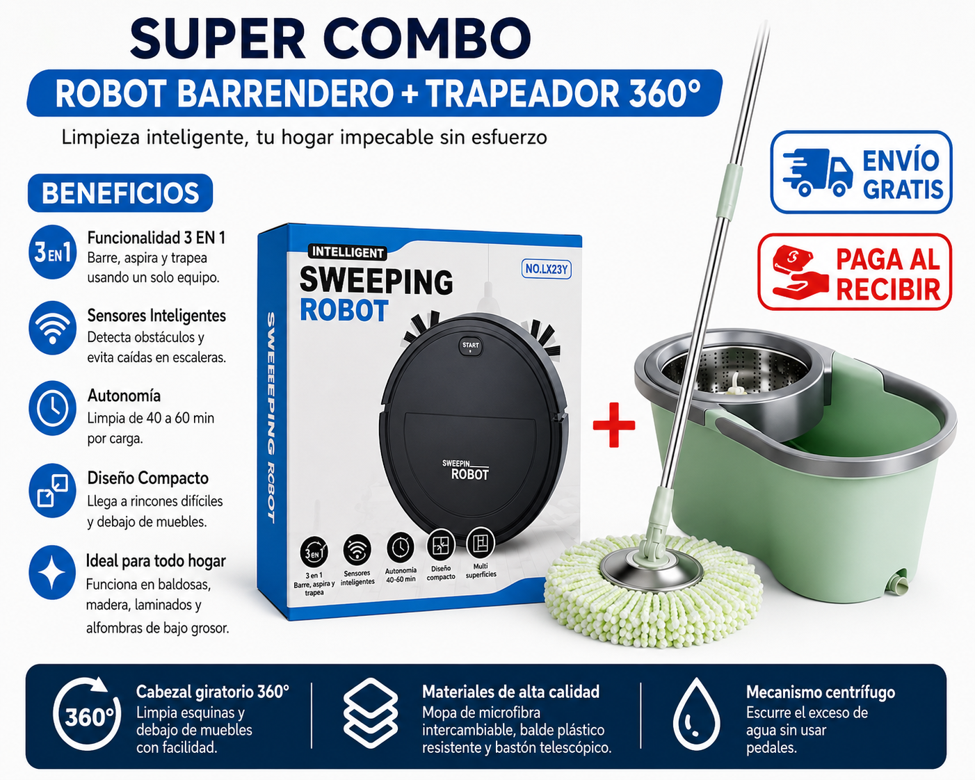DUOCLEAN - EL COMBO PERFECTO TRAPEADOR 360 + ROBOT ASPIRADORA CON TECNOLOGIA ALEMANA QUE ESTA CAMBIANDO LOS HOGARES