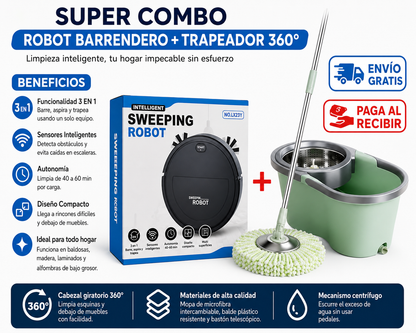 DUOCLEAN - EL COMBO PERFECTO TRAPEADOR 360 + ROBOT ASPIRADORA CON TECNOLOGIA ALEMANA QUE ESTA CAMBIANDO LOS HOGARES
