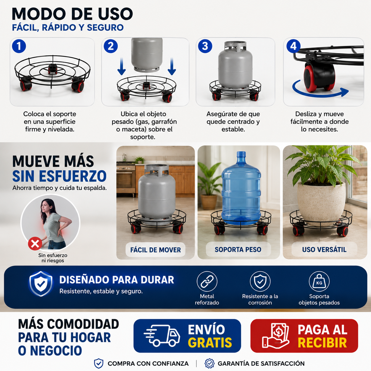 RODAMAX360-SOPORTE METÁLICO ORGANIZADOR CON RUEDAS PARA COCINA-PATIO-OFICINA-HOGAR-BAÑO (MATERIAL REFORZADO)