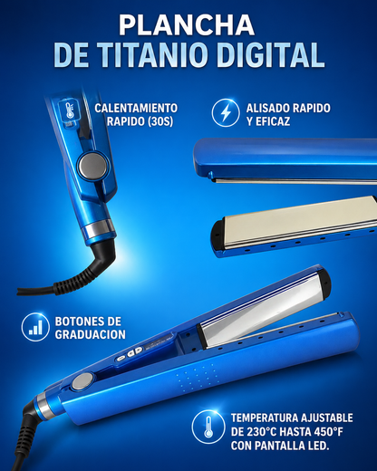 COMBO TITANIUM 4 EN 1 PLANCHA+RISADOR+CEPILLLO SECADOR + REGALO PEINE PROFESIONAL