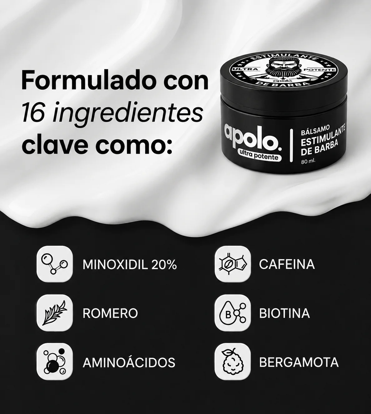 APOLO ORIGINAL ESTIMULANTE DE BARBA AL 20% ACTIVADOR DERMO FOLICULAR